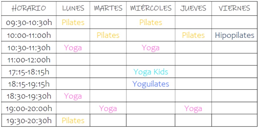 horario clases yoga y pilates San Sebastian de los reyes CDJarama